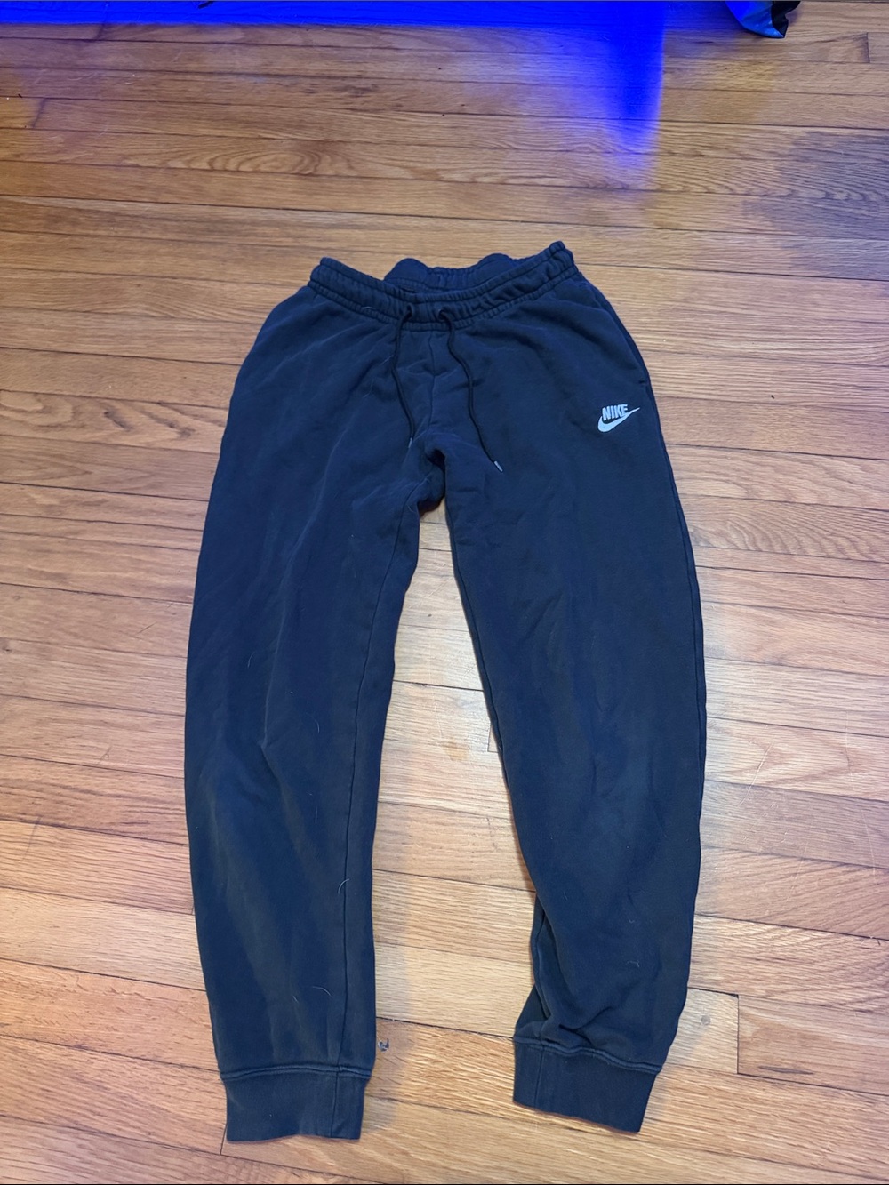 Nike Kids Black Jogger Sweatpants with White Swoosh